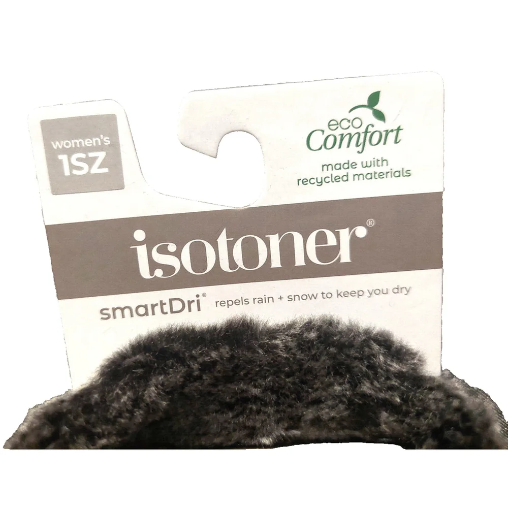 Isotoner Signature Black Fleece Gloves Faux-Fur Cuffs Sz One Size NWT